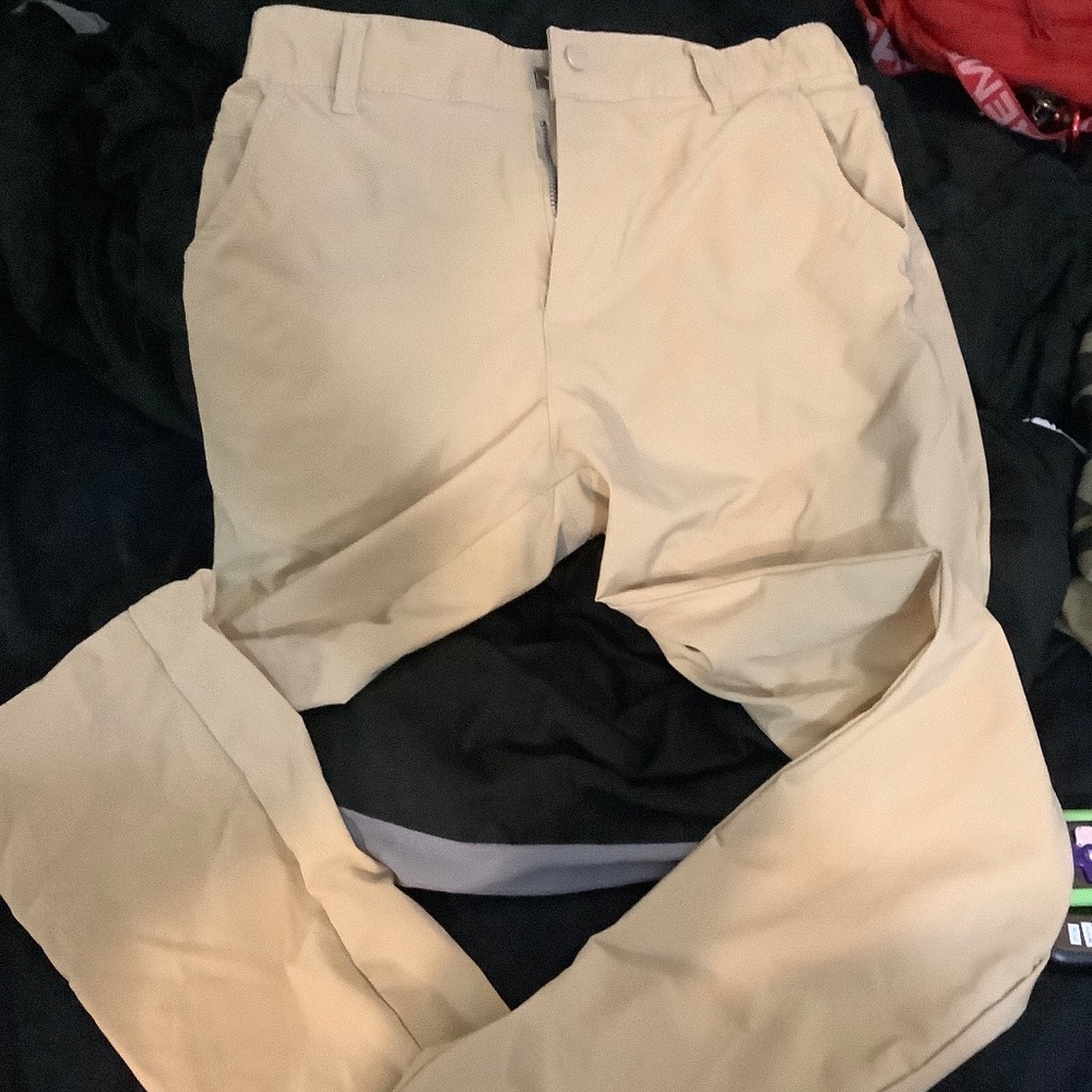 Amazon nylon stretch pants. Skinny fit cuffed ankle. Zip back pockets.mens 30